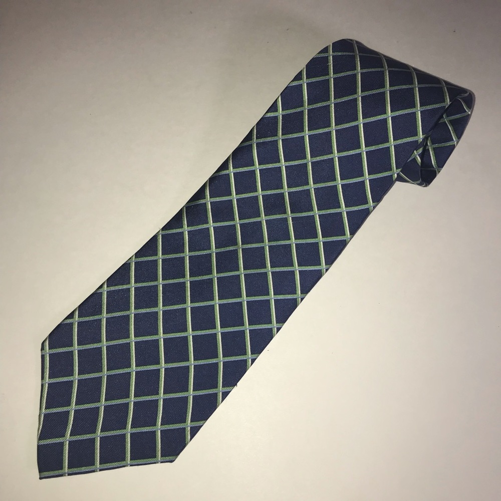 NWT Jones New York Silk Tie Navy Blue Green White